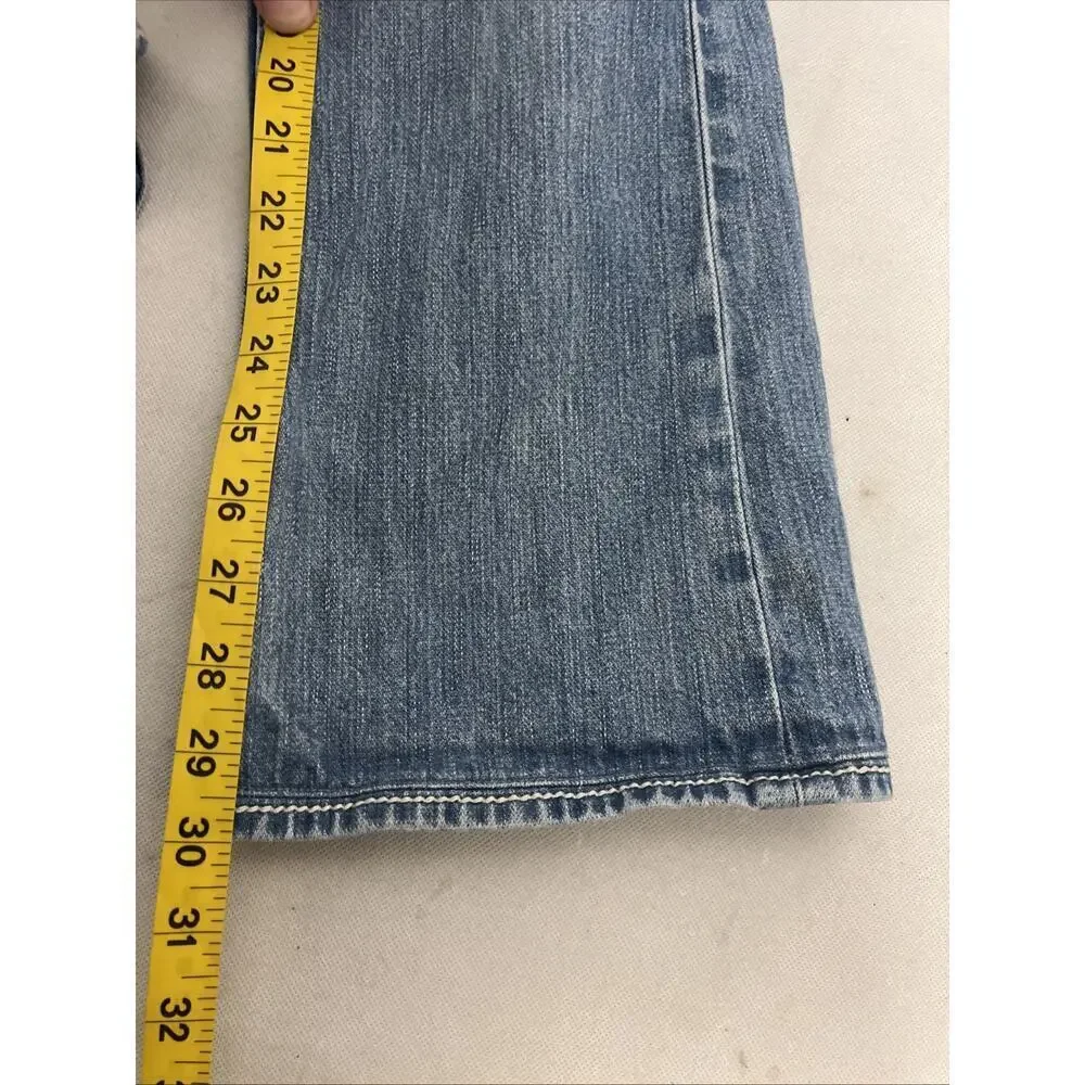 True Religion Billy Big T Flap Distressed Denim Embroidered Jeans ACTUAL 30x33